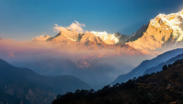 Гірський Пейзаж Заході Сонця Рендеринг Комп Ютерна Цифрова Ілюстрація — стокове фото
