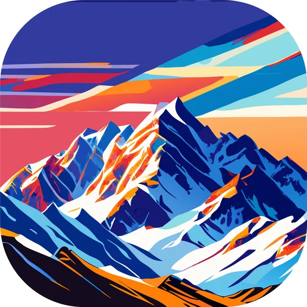 Vector Wallpaper Met Een Landschap Een Berg Majestueuze Bergketen Met — Stockvector