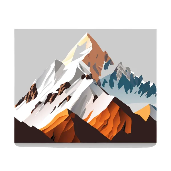 雪の山の雄大な山脈とベクトル壁紙帽をかぶったピークと広々とした氷河 ポスターアート 豊かな色の空 — ストックベクタ
