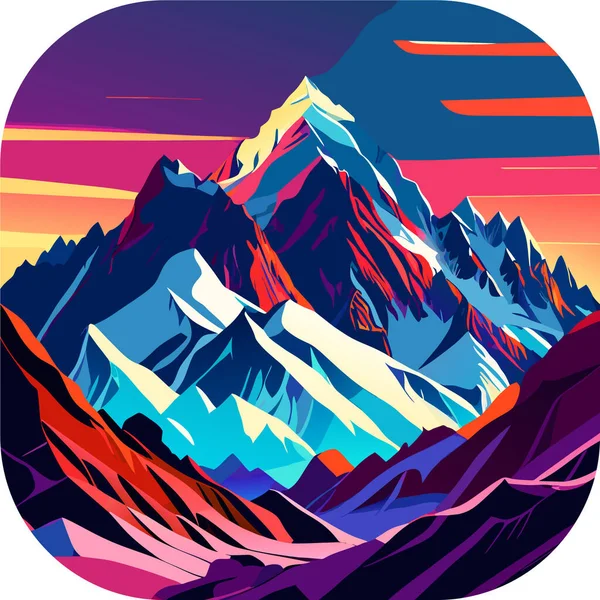 Vektor Tapete Mit Einer Landschaft Einem Majestätischen Gebirge Mit Schneebedeckten — Stockvektor