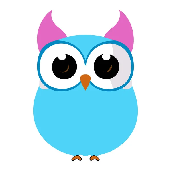 Adorable Cartoon Owl White Pastel Blue Pink Logo Flat Design — стоковый вектор