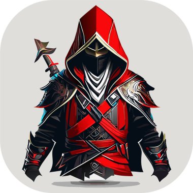 Suikastçı karakter vektörü, esports logo tasarım vektörü için suikastçı illüstrasyonu, hayran sanatı. vektör illüstrasyonu.