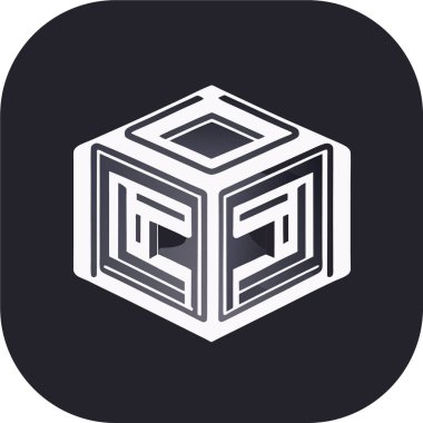 Farklı reklamlar, kapaklar veya afişler için soyut küp vektör şablonları, artırılmış gerçeklik tasarım logosu minimalist parlama, simetrik, karmaşık, sanat,