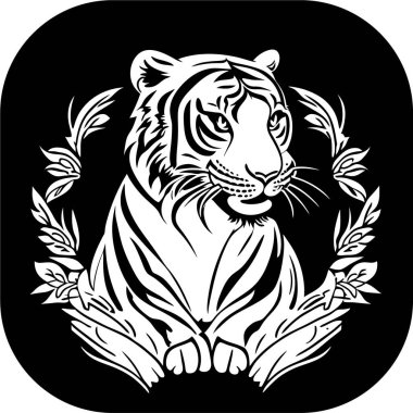 Vektör çizimi. Nakış, Kaplan Başı Vektör Kaplanı, vektör sanatı, siyah arkaplan, nakışçı kaplan başı, 