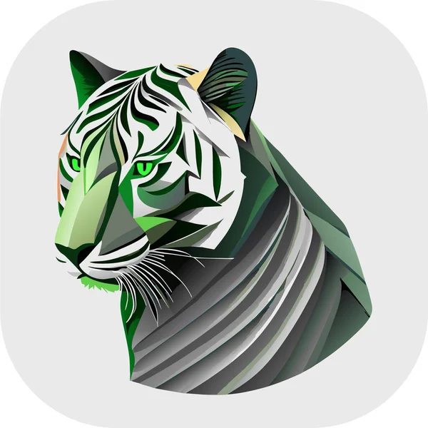 Vector Illustration Embroidery Tiger Head Vector Graphic Tiger Vector Art — Stock Vector