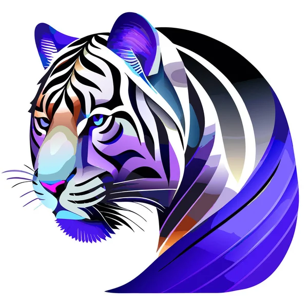 Vektorillustration Broderier Tiger Head Vector Graphic Tiger Vektor Konst Svart — Stock vektor