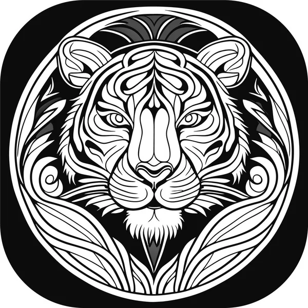 Vector Illustration Embroidery Tiger Head Vector Graphic Tiger Vector Art — Stock Vector