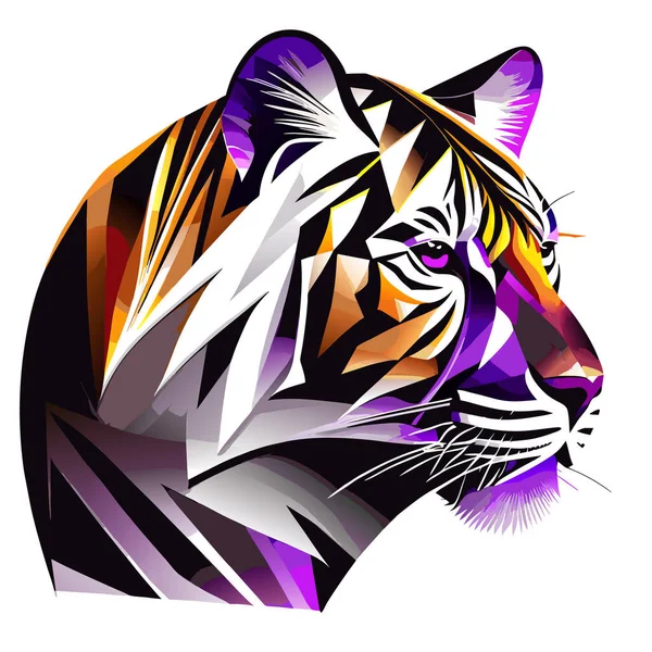 Векторні Ілюстрації Вишивка Голова Тигра Векторний Графічний Тигр Векторне Мистецтво Стоковий вектор