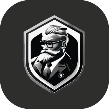 zeki bilim adamı maskotu, klasik, logo, temiz, katı renk, klipsli sanat tarzı, vektör stili, çılgın bilim adamı, klasik logo çizgisi sanat konsepti siyah-beyaz, el çizimi.