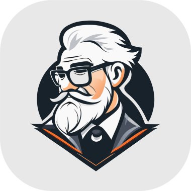 zeki bilim adamı maskotu, klasik, logo, temiz, katı renk, klipsli sanat tarzı, vektör stili, çılgın bilim adamı, klasik logo çizgisi sanat konsepti siyah-beyaz, el çizimi.