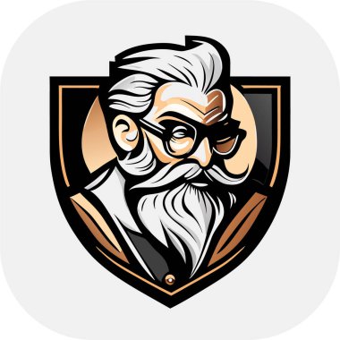 zeki bilim adamı maskotu, klasik, logo, temiz, katı renk, klipsli sanat tarzı, vektör stili, çılgın bilim adamı, klasik logo çizgisi sanat konsepti siyah-beyaz, el çizimi.