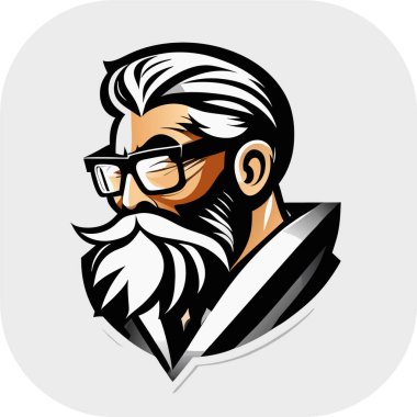 zeki bilim adamı maskotu, klasik, logo, temiz, katı renk, klipsli sanat tarzı, vektör stili, çılgın bilim adamı, klasik logo çizgisi sanat konsepti siyah-beyaz, el çizimi.