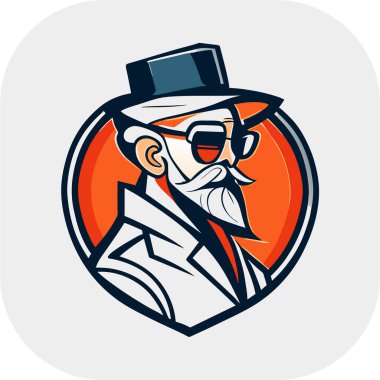 zeki bilim adamı maskotu, klasik, logo, temiz, katı renk, klipsli sanat tarzı, vektör stili, çılgın bilim adamı, klasik logo çizgisi sanat konsepti siyah-beyaz, el çizimi.