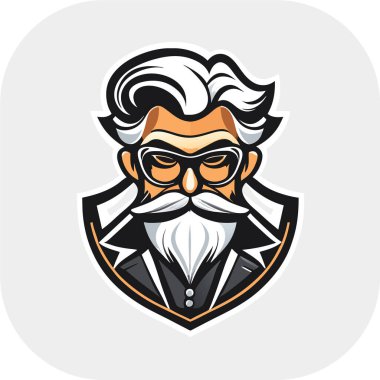 zeki bilim adamı maskotu, klasik, logo, temiz, katı renk, klipsli sanat tarzı, vektör stili, çılgın bilim adamı, klasik logo çizgisi sanat konsepti siyah-beyaz, el çizimi.