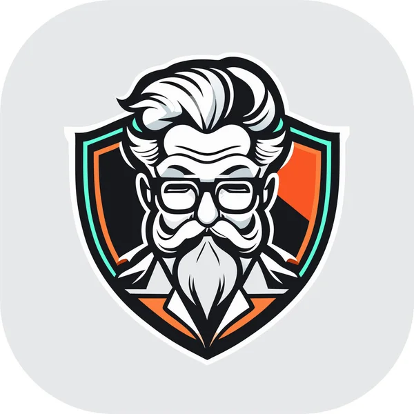 zeki bilim adamı maskotu, klasik, logo, temiz, katı renk, klipsli sanat tarzı, vektör stili, çılgın bilim adamı, klasik logo çizgisi sanat konsepti siyah-beyaz, el çizimi.