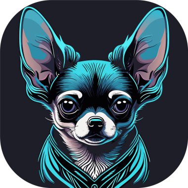 Chihuahua tişörtü tasarımı, pastel gotik, vektör, Chihuahua köpek yüz çizimi, şirin küçük chihuahua köpeği izole edilmiş arka plan. 