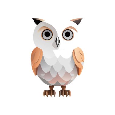 Resimli baykuş, tişört tasarımı, vektör sanatı, şirin ve ilginç, fantezi sanatı, Baykuş - vektör illüstrasyonu. Satılan arkaplanda simge tasarımı