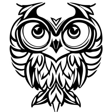 Resimli baykuş, tişört tasarımı, vektör sanatı, şirin ve ilginç, fantezi sanatı, Baykuş - vektör illüstrasyonu. Satılan arkaplanda simge tasarımı