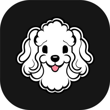 Şirin, mutlu, kaniş köpeği kafası, taslak vektör, düz siyah arkaplan, minimal çizgi sanatı, ikon havalı kaniş köpeği, kolay düzenlenebilir vektör çizimi. Evcil hayvan.