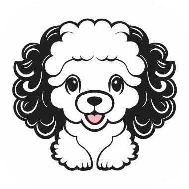 Şirin, mutlu, kaniş köpeği kafası, taslak vektör, düz siyah arkaplan, minimal çizgi sanatı, ikon havalı kaniş köpeği, kolay düzenlenebilir vektör çizimi. Evcil hayvan.