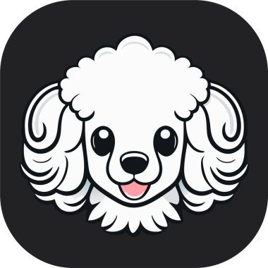 Şirin, mutlu, kaniş köpeği kafası, taslak vektör, düz siyah arkaplan, minimal çizgi sanatı, ikon havalı kaniş köpeği, kolay düzenlenebilir vektör çizimi. Evcil hayvan.