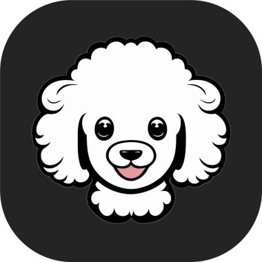 Şirin, mutlu, kaniş köpeği kafası, taslak vektör, düz siyah arkaplan, minimal çizgi sanatı, ikon havalı kaniş köpeği, kolay düzenlenebilir vektör çizimi. Evcil hayvan.