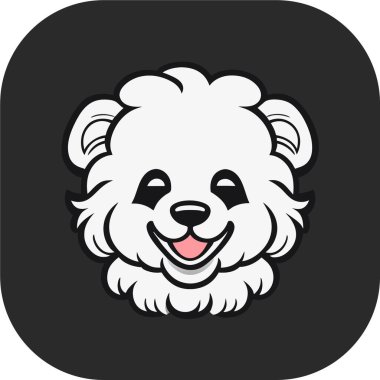 Şirin, mutlu, kaniş köpeği kafası, taslak vektör, düz siyah arkaplan, minimal çizgi sanatı, ikon havalı kaniş köpeği, kolay düzenlenebilir vektör çizimi. Evcil hayvan.