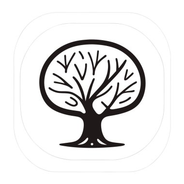 Şablon için dijital simge tasarımı (iOS uygulaması) ağaç yaprak olarak konuşma baloncukları, ekoloji sembolü olarak yeşil ağaç, yaşam-ekolojik konsept vektörü, yapraklı bir ağacın sanat vektörü çizimi, uygulama simgesi.