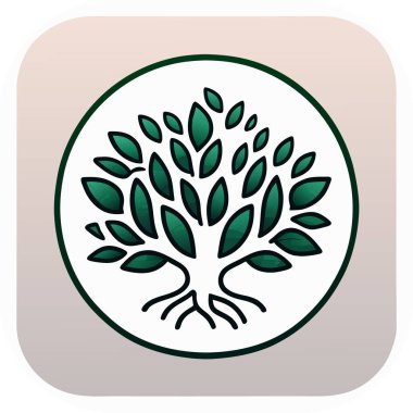 Şablon için dijital simge tasarımı (iOS uygulaması) ağaç yaprak olarak konuşma baloncukları, ekoloji sembolü olarak yeşil ağaç, yaşam-ekolojik konsept vektörü, yapraklı bir ağacın sanat vektörü çizimi, uygulama simgesi.