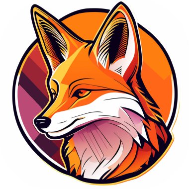 Tilki sanatı, tasarım. Vektör illüstrasyonu, Etiket, Sevimli, Algoritmik sanat, Contour, Vektör, Siyah Arkaplan, Ayrıntılı