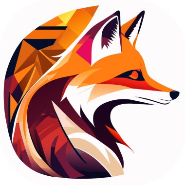 Tilki sanatı, tasarım. Vektör illüstrasyonu, Etiket, Sevimli, Algoritmik sanat, Contour, Vektör, Siyah Arkaplan, Ayrıntılı