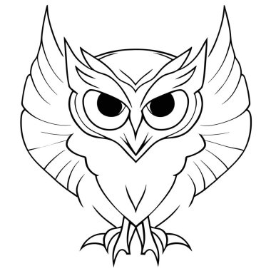 Baykuş, logo, ikon, tişört, baykuş başlı vektör logosu illüstrasyonu, baş logo- vektör illüstrasyonu. Siyah arkaplanda amblem tasarımı