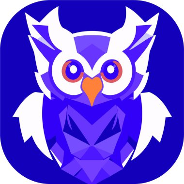 Baykuş, logo, ikon, tişört, baykuş başlı vektör logosu illüstrasyonu, baş logo- vektör illüstrasyonu. Siyah arkaplanda amblem tasarımı