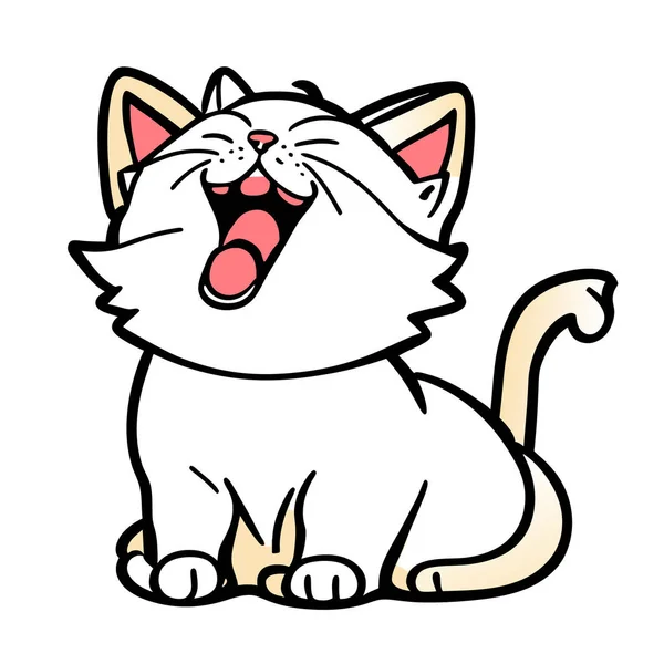 Cat Happy Sassy Cat Meowing Sticker Cute Funny Cat Cartoon — Stock Vector