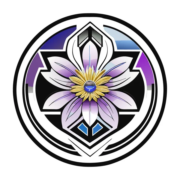 Футуристический Цветочный Логотип Космосом Заднем Плане Цветы Красочный Вектор Изолированы — стоковый вектор