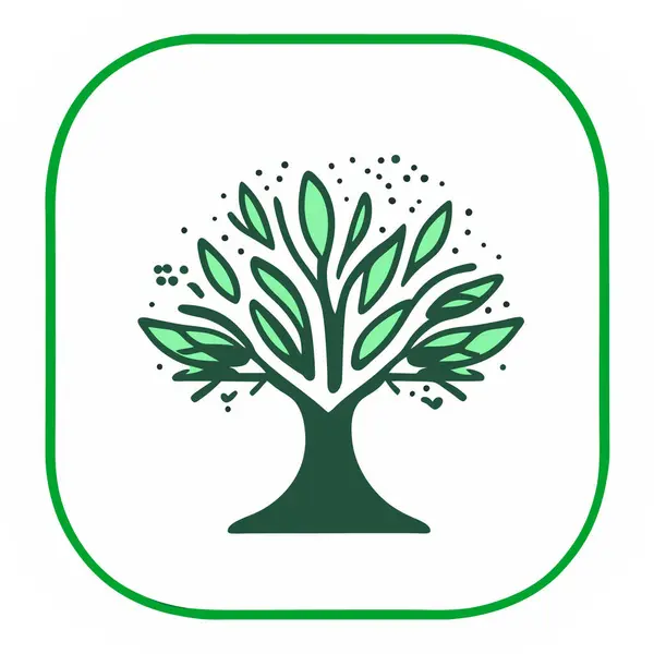 以语音气泡为叶子 绿树为生态符号 生命生态概念向量 树叶树艺术向量图解 应用图标的模板 Ios应用 树数字图标设计 — 图库矢量图片