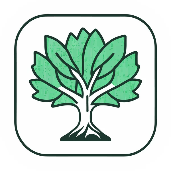 葉として音声バブルを持つテンプレート Ios 木のデジタルアイコンデザイン 生態系のシンボルとしての緑の木 ライフエココンセプトベクトル 葉を持つ木のアートベクトルイラスト アプリアイコン — ストックベクタ