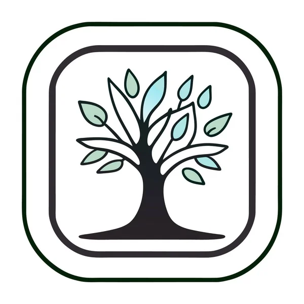 以语音气泡为叶子 绿树为生态符号 生命生态概念向量 树叶树艺术向量图解 应用图标的模板 Ios应用 树数字图标设计 — 图库矢量图片