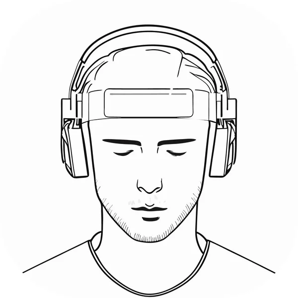 Jugador Realidad Virtual Una Persona Que Usa Auriculares Ilustración Vectorial — Vector de stock