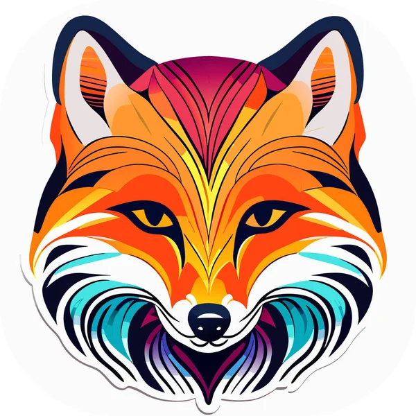 Fox Art Design Illust Vetor Adesivo Encantador Arte Algorítmica Contorno — Vetor de Stock
