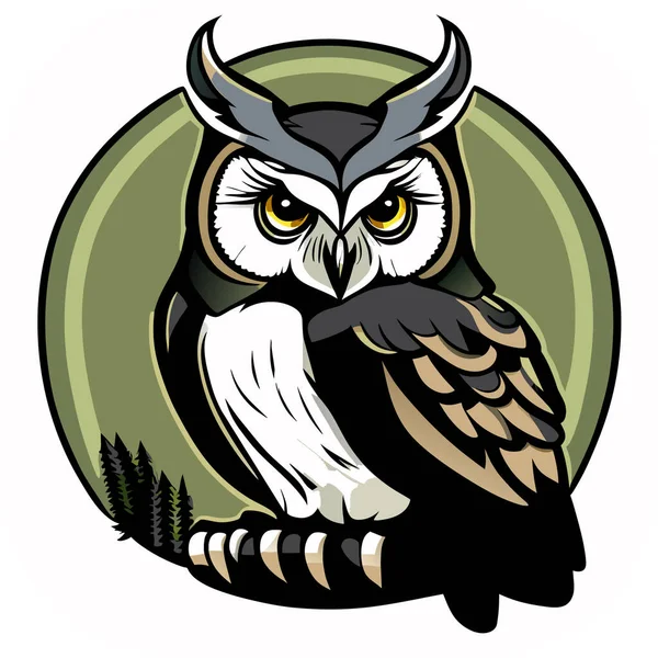 Baykuş Logo Ikon Tişört Baykuş Başlı Vektör Logosu Illüstrasyonu Baş Vektör Grafikler