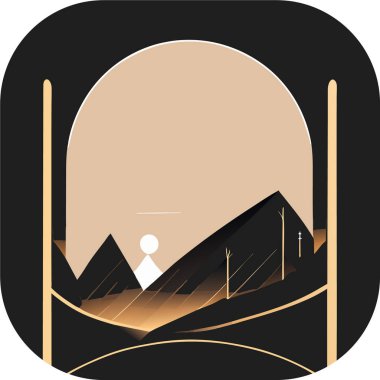 Tek renkli minimalist duvar kağıdı, doğal bir elementin çizgi çizimi, Minimum Dağlar Sanatı, Peyzaj Sanatı.