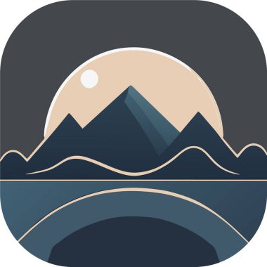 Tek renkli minimalist duvar kağıdı, doğal bir elementin çizgi çizimi, Minimum Dağlar Sanatı, Peyzaj Sanatı.