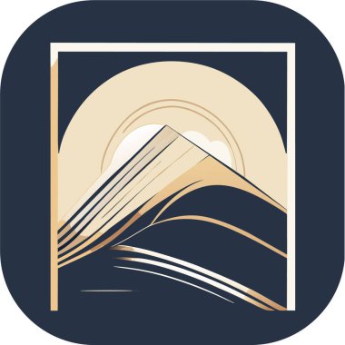 Tek renkli minimalist duvar kağıdı, doğal bir elementin çizgi çizimi, Minimum Dağlar Sanatı, Peyzaj Sanatı.