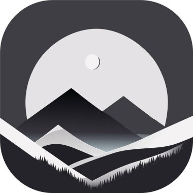 Tek renkli minimalist duvar kağıdı, doğal bir elementin çizgi çizimi, Minimum Dağlar Sanatı, Peyzaj Sanatı.