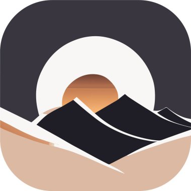 Tek renkli minimalist duvar kağıdı, doğal bir elementin çizgi çizimi, Minimum Dağlar Sanatı, Peyzaj Sanatı.