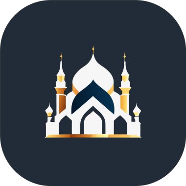 Arka planda bir cami çizimi, İslami logo tasarım vektörü, cami pin vektörü, Müslüman logosu, simge 