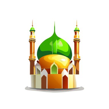 Arka planda bir cami çizimi, İslami logo tasarım vektörü, cami pin vektörü, Müslüman logosu, simge 
