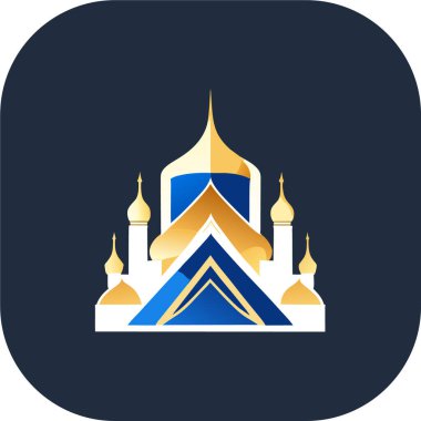 Arka planda bir cami çizimi, İslami logo tasarım vektörü, cami pin vektörü, Müslüman logosu, simge 