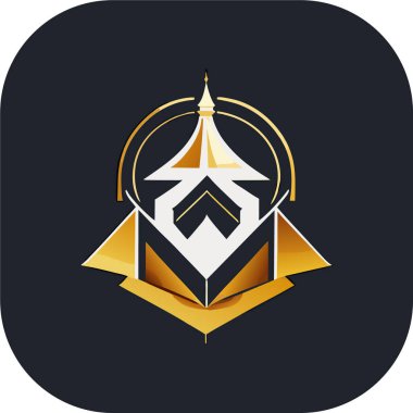 Arka planda bir cami çizimi, İslami logo tasarım vektörü, cami pin vektörü, Müslüman logosu, simge 